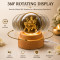 Maa Durga 3D Crystal Ball Night Lamp with Wooden Base K9 Crystal Glass 360° Rotating Glowing