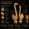 Gold Swan With Wings Pair Showpiece with Sparkling Crystals, Loving Swans Statue for Home Decor