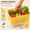 Multipurpose Plastic Storage Baskets for Kitchen Fruits & Vegetable with Side Handles Pack of 3
