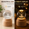 Deer 3D Crystal Ball Night Lamp with Wooden Base K9 Crystal Glass 360° Rotating Forest Deer Glowing
