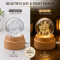 Maa Durga 3D Crystal Ball Night Lamp with Wooden Base K9 Crystal Glass 360° Rotating Glowing