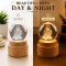 Maa Saraswati 3D Crystal Ball Night Lamp with Wooden Base K9 Crystal Glass 360° Rotating Glowing