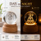 Shiv ji 3D Crystal Ball Night Lamp with Wooden Base K9 Crystal Glass 360° Rotating Shiv ji Glowing