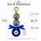Evil Eye Hanging for Home Entrance, CarMirror, Office Decor Blue Glass Nazar Battu with Golden Beads